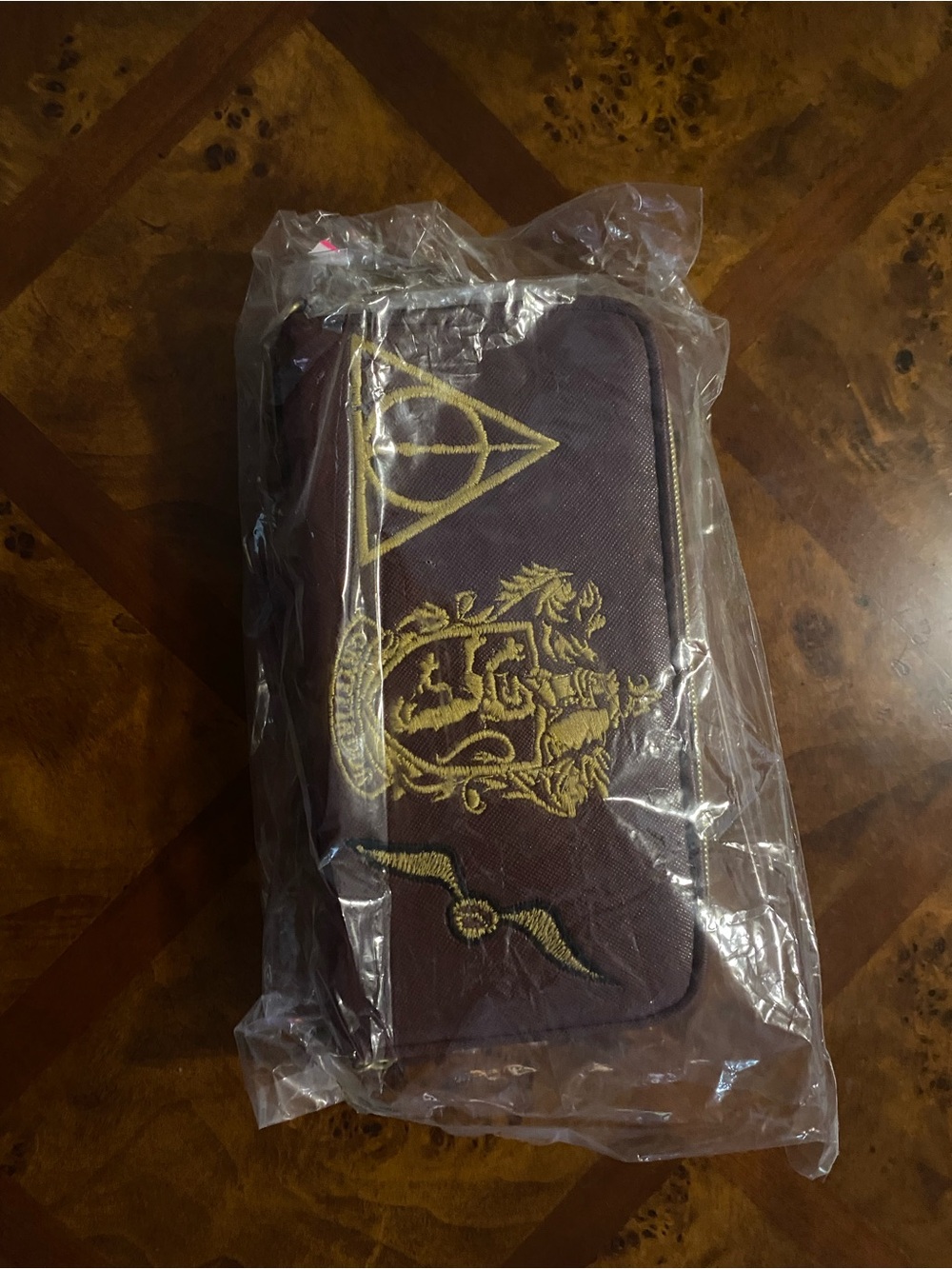Gryffindor Burgundy Wallet with Gold Crest Embroidery